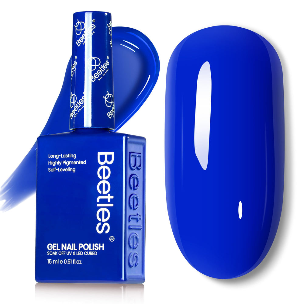 Beetles Royal Blue gel nail polish bottle showcases rich color for durable manicures