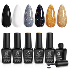 Beetles Shimmer Gel Nail Polish Set black bottle close-up, long-lasting shine for chic manicures