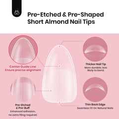 Beetles Short Almond Tips pre-shaped for natural almond look