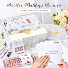 Beetles short almond press-on nails close-up for natural-looking fit
