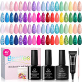 Beetles 36-color gel polish set bottles show vibrant spring shades for salon-quality nails.