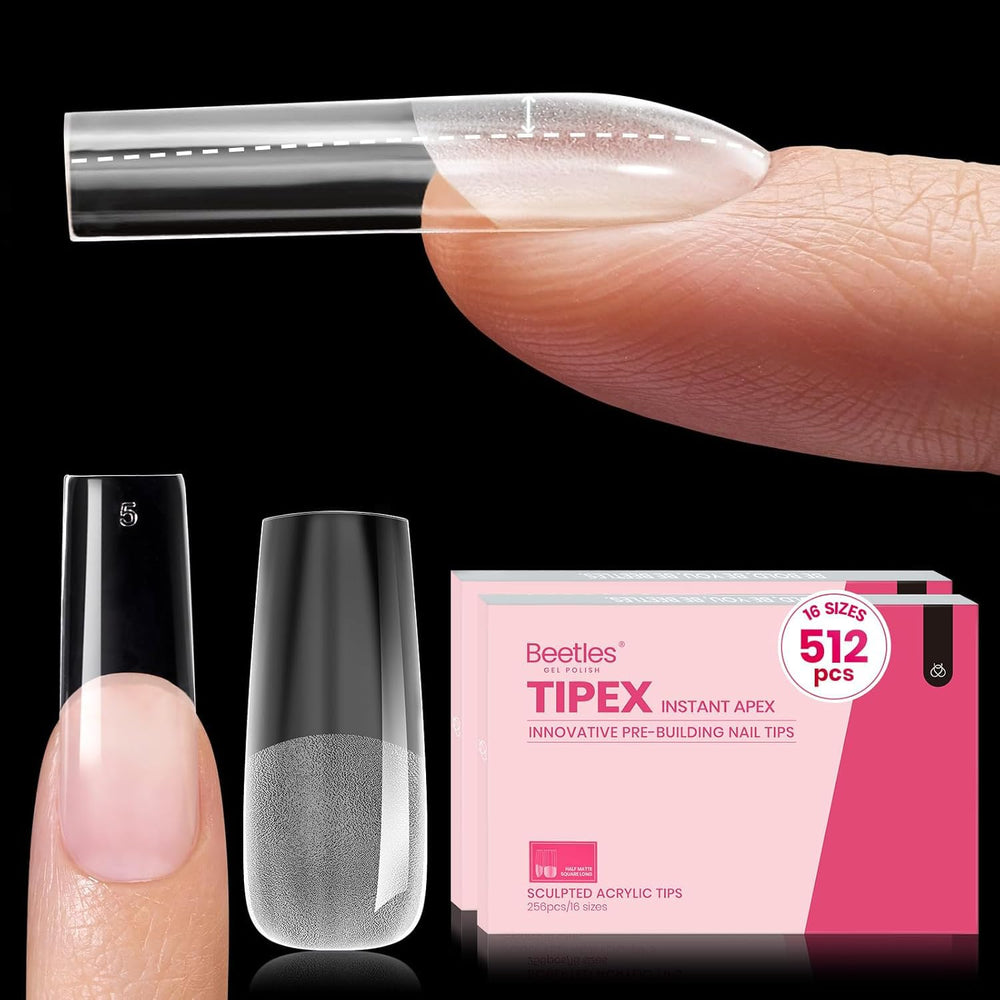 Beetles Tipex instant apex nail tips in square long shape for durable full-coverage extensions