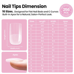 Beetles Tipex Lite Apex Nail Tips natural-fit design for flat nails blending seamlessly.