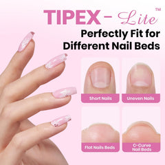 Beetles Tipex Lite apex nail tips side view highlighting coffin short style