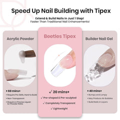 Beetles Tipex nail file to smooth edges before extension application.