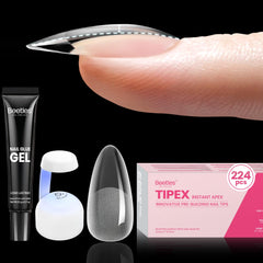 Beetles Tipex almond medium nail tips with defined apex for longer wear.