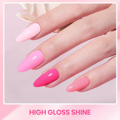 Beetles Valentines Gel Polish Set color swatches display soft pink to nude hues for inspiration.