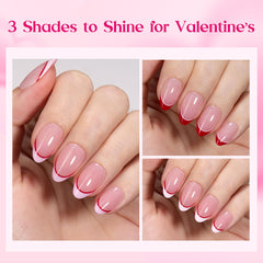 Beetles Valentines three colors almond French tip for quick chic manicure at home