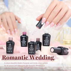 Beetles Wedding bottles on display highlighting the six-color gel polish set
