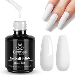 Beetles White Gel Nail Polish bottle showing pure white shade with salon-grade shine.