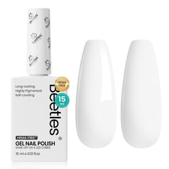 Beetles White Rhythm bottle front showing the shade for French nails.