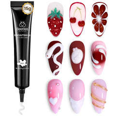 Beetles White Sculpting Gel for 3D nail art creates crisp flower petals.