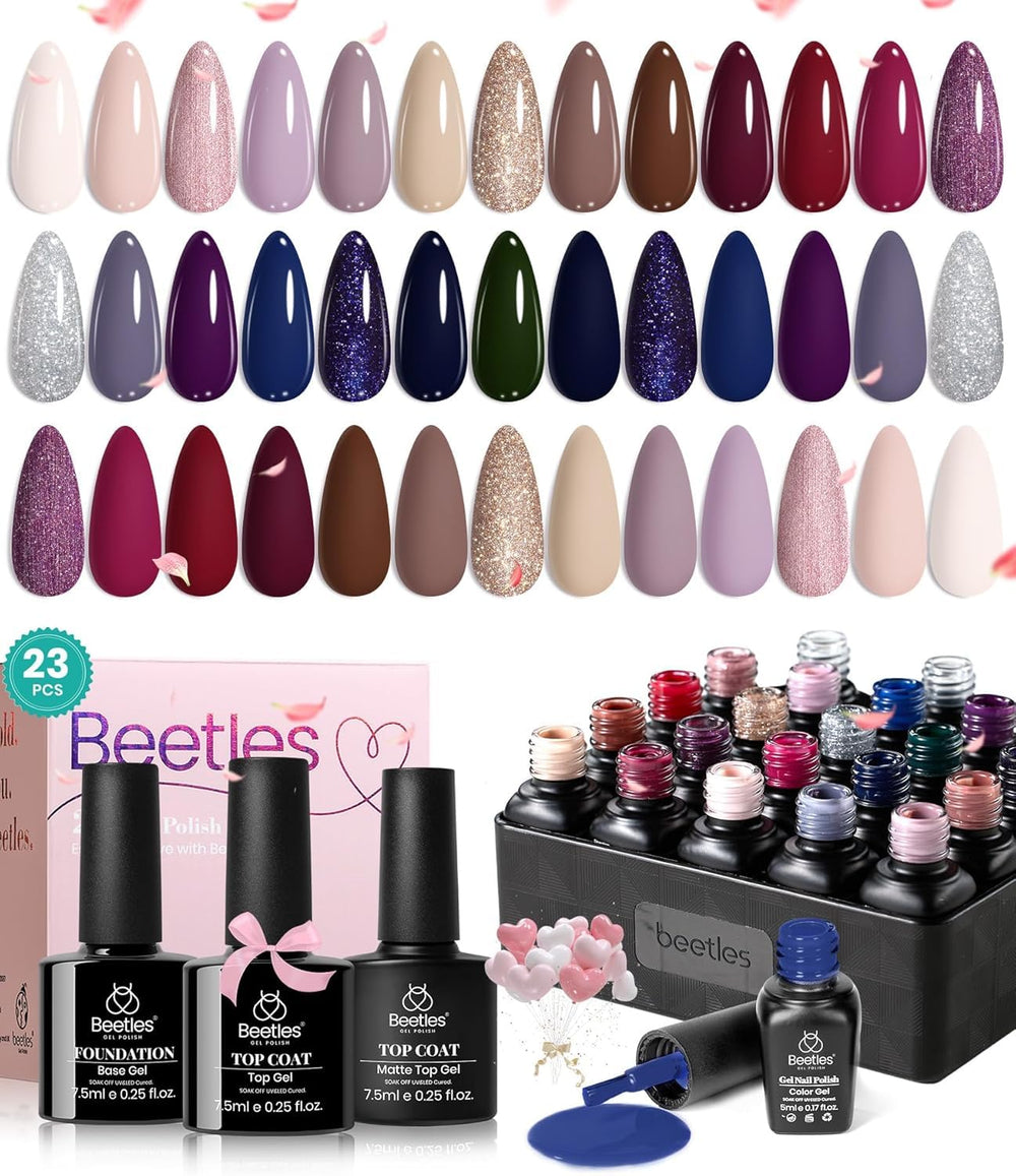 Beetles Winter Gel Polish Set with 20 colors for versatile winter manicures