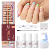 Beetles X Press Plus pastel French tips kit front view showing colors and tips for quick at‑home nails