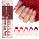 Beetles X Press Red French Tip nails with almond tips for at-home salon results.