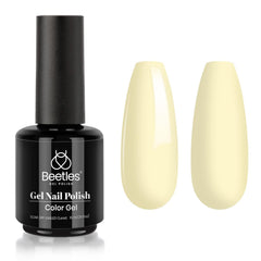 Beetles Yellow Gel Polish Lemon Cheese bottle showing vibrant pastel spring shade