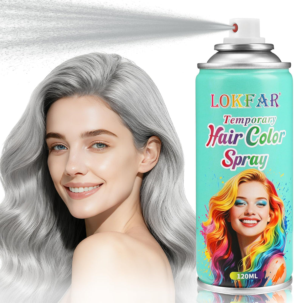 BEFIVECOK Silver Grey Hair Spray application shows quick color boost for any look