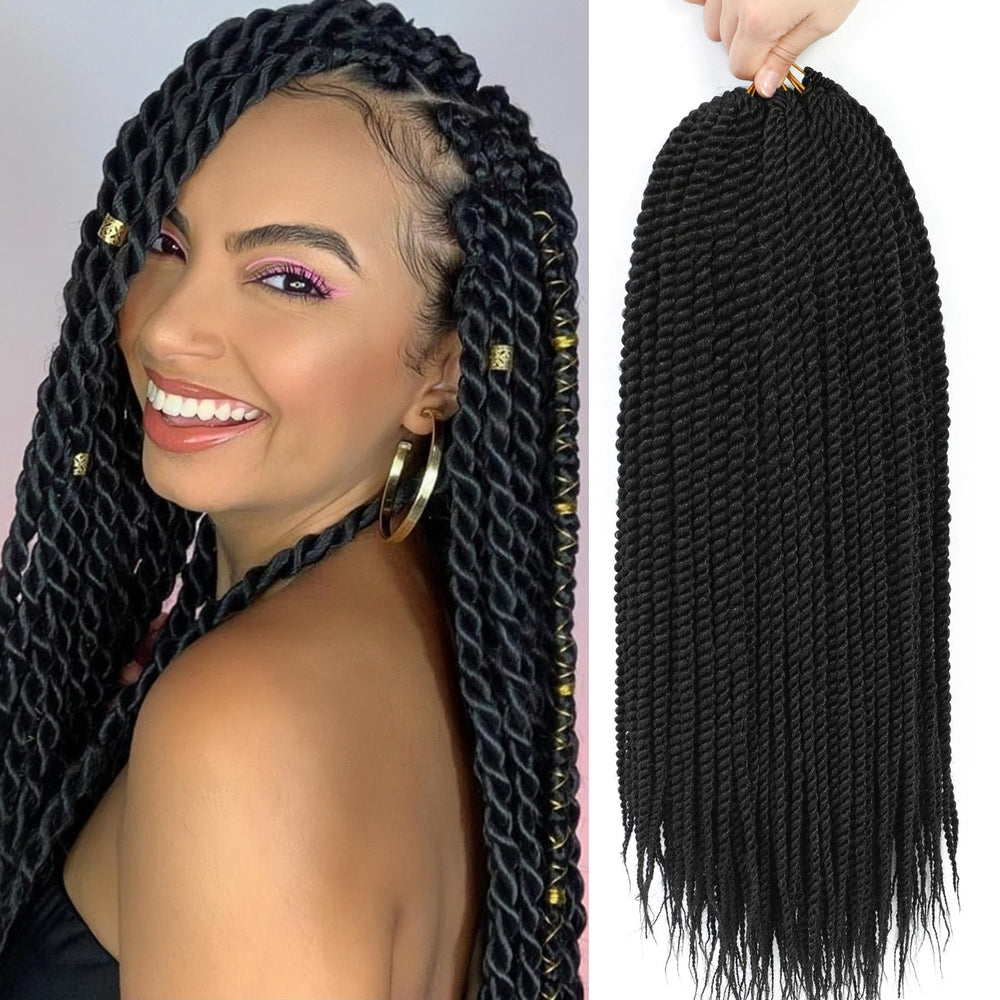 Befunny Senegalese Twist Crochet Hair 18in full-head; easy coverage for a protective style.