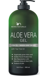 Being Naturals Aloe Gel bottle front, ready for daily face and body hydration.