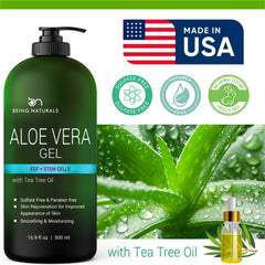 Being Naturals Aloe Gel with EGF and stem cell highlights advanced hydration.