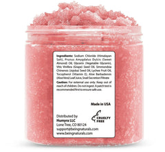 Being Naturals scrub texture close-up highlighting mineral crystals for deep cleansing.