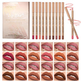 Bekoeen 12-piece matte lip liner set packaging with expiry date and ingredients.