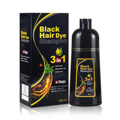 BELEZALIB bottle of Instant Black Hair Dye Shampoo with 16.9 oz for gray coverage.