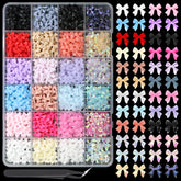 BELICEY Bow Nail Charms 24-grid set ready for versatile nail art projects.