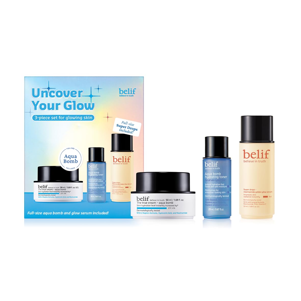 belif Aqua Bomb moisturizer full-size bottle delivering refreshing hydration for daily use