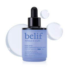 Belif Super Drops bottle close-up for sustained hydration.