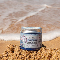Bella and Bear Ocean Spray Scrub texture reveals exfoliating grains for smoother skin.