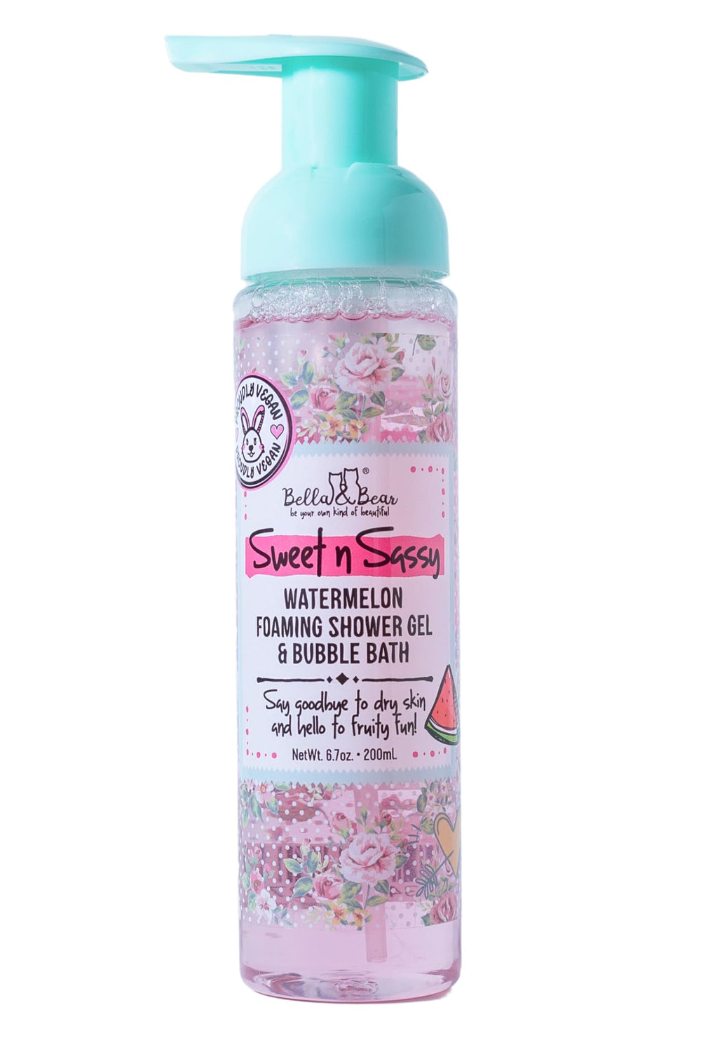 Bella & Bear Sweet 'n' Sassy Watermelon bottle foaming texture delivers a refreshing cleanse