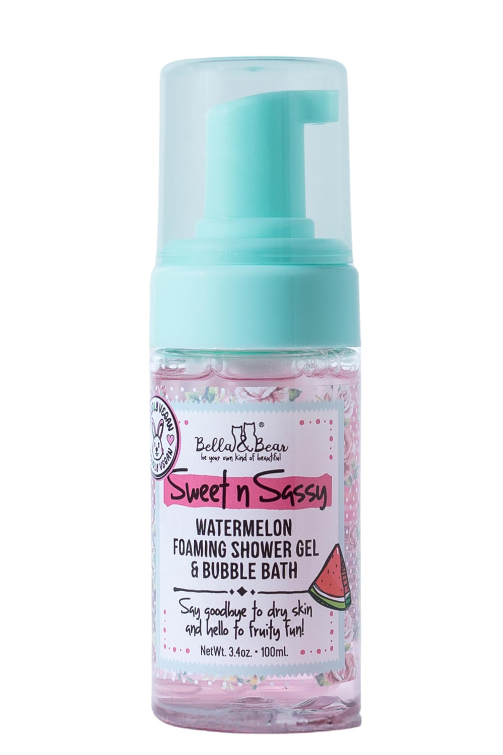 Bella and Bear Watermelon foaming shower gel pump bottle for daily cleansing and aroma