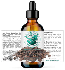 Bella Terra Oils coffee oil pour close-up showing silky, fast-absorbing texture.