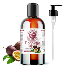Bella Terra Oils Maracuja oil 8oz bottle ready for skin and hair nourishment.