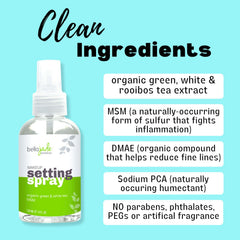 Bella Jade setting spray with MSM provides a light, non-sticky finish for everyday wear