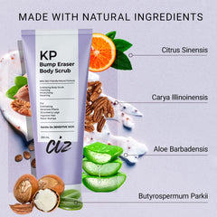 BellamiLuxx KP Bump Eraser scrub application on arm showing gentle exfoliation