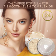 Bellapierre under-eye powder baking application minimizes shadows for a smooth look.