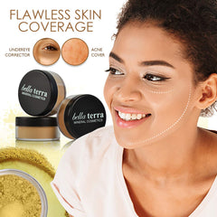 Bellaterra mineral foundation Maple packaging displays a portable 9g compact for travel.