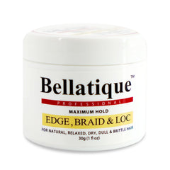 Bellatique Edge Control jar close-up showing fast-drying, no-flake, high-shine edges.