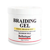 Bellatique professional braiding gel bottle showing maximum hold for durable styles.