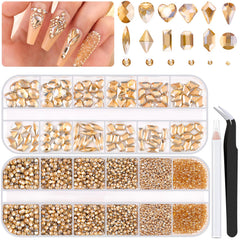 BELLEBOOST champagne-gold rhinestones kit for dazzling nail art projects.