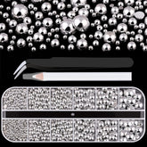 BELLEBOOST box of silver nail charms neatly organized for easy selection