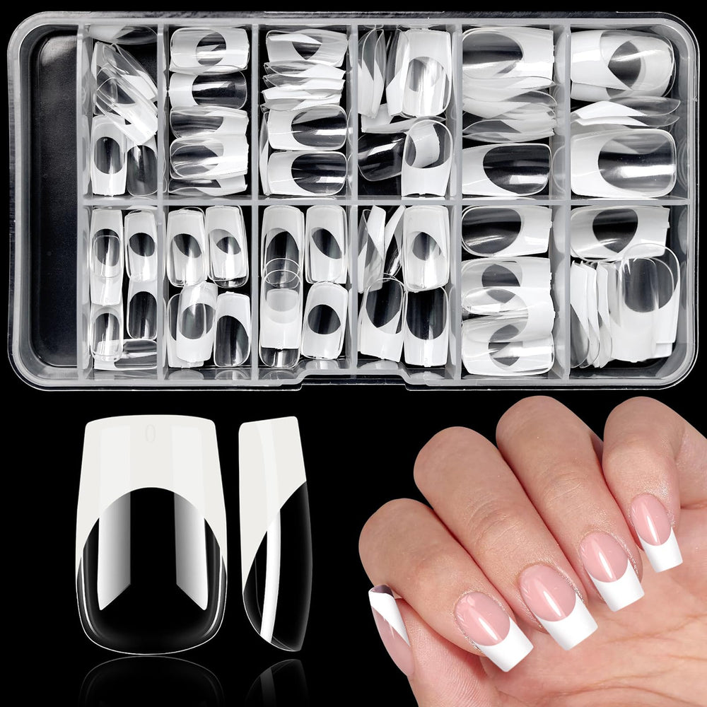 Bellelfin white French tip nails square for a natural salon-like finish