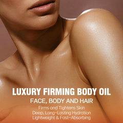 Bellisinno Body Firming Oil applied to the arm for smoother skin.