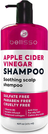 Bellisso Apple Cider Vinegar Shampoo bottle front, sulfate-free formula.
