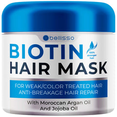 Bellisso Biotin Hair Mask; volume-boost application for fuller-looking hair.