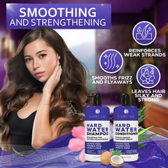 Bellisso hard water conditioner bottle delivering smoother, softer hair after chelation cleansing.