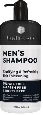 Bellisso Men’s Tea Tree Shampoo bottle for oil control and daily use.