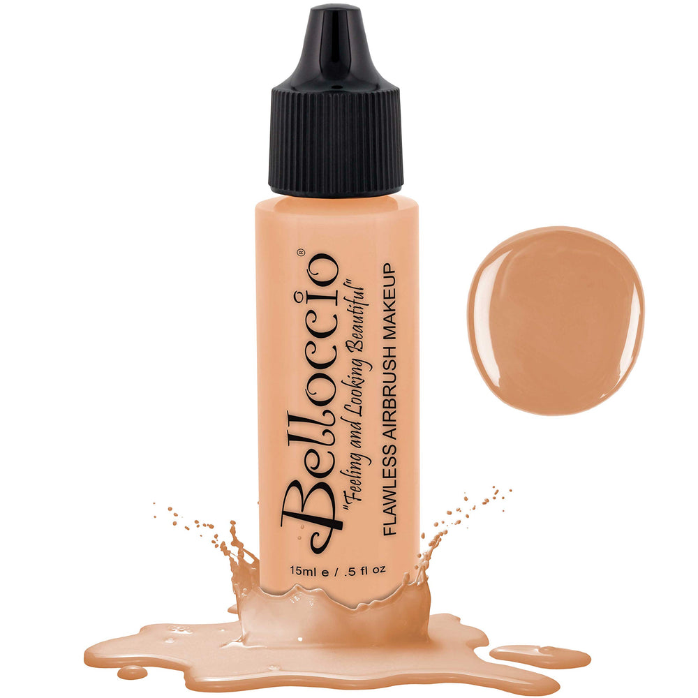Belloccio airbrush foundation alabaster bottle for portable touch-ups and flawless coverage.